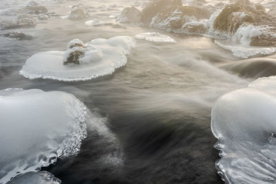 High angle view of surf on beach