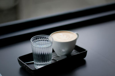 High angle view of coffee on table