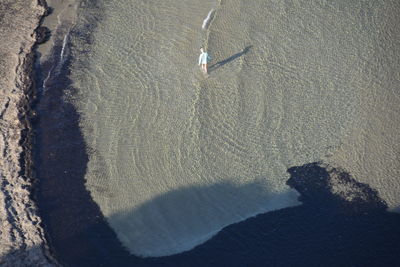 High angle view of woman in sea