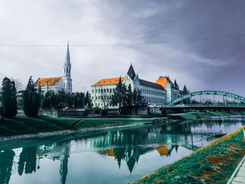 Reflection of buildings in water