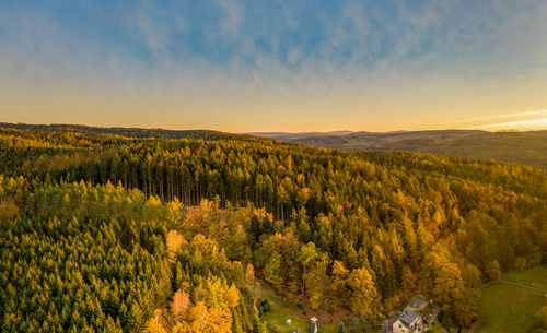 Scenic view of landscape against sky during sunset