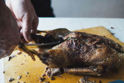 Close-up of person preparing food