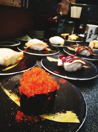 High angle view of food in plate on table