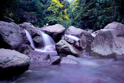 Scenic view of waterfall