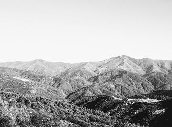Scenic view of mountains against clear sky