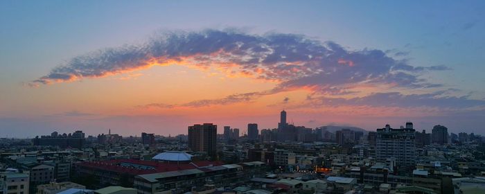 Cityscape against sky during sunset