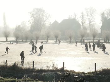 Ice skating on the forteress moat in winter