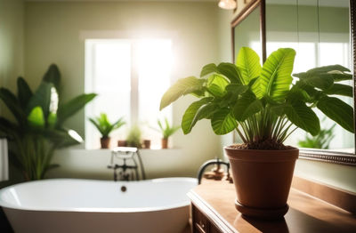 Potted plant on table at home