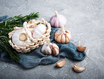 Garlic on a table