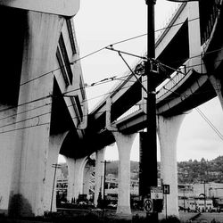 Low angle view of bridge against sky