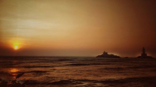 Scenic view of dramatic sky over sea