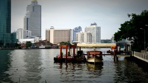 View of river with buildings in background