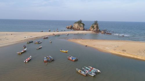 High angle view of beach against sky