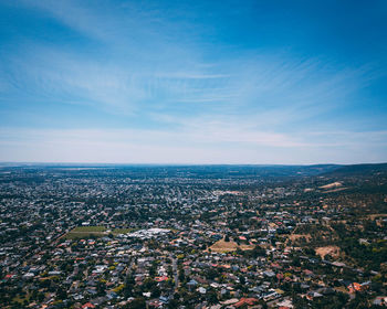 High angle view of townscape against sky