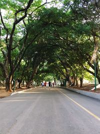 People walking on road amidst trees in city