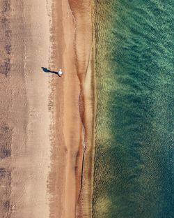 Woman relaxing on sand at beach