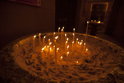 Illuminated lights at night