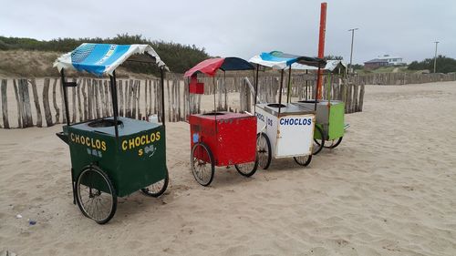 High angle view snack stand on beach