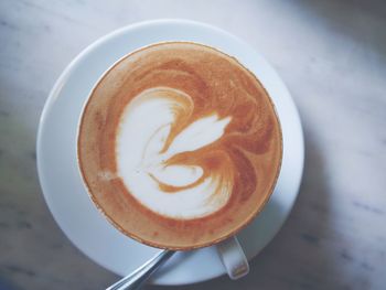 High angle view of coffee on table