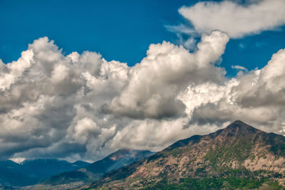 Low angle view of mountains against sky