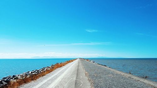 Scenic view of sea against blue sky