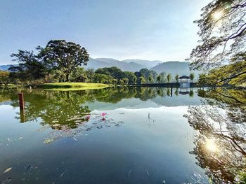 Scenic view of lake against sky