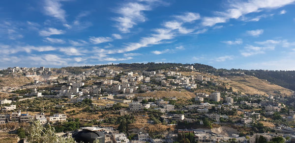 High angle view of townscape against sky