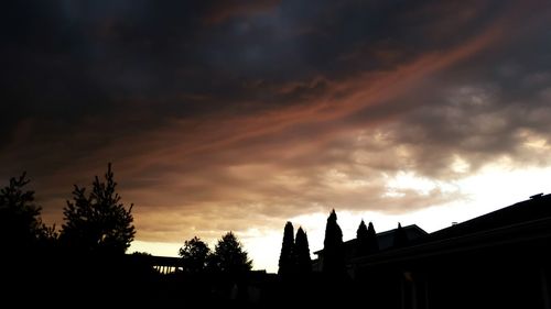 Low angle view of silhouette trees against sky during sunset