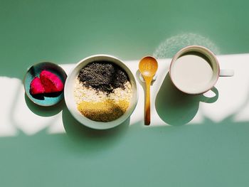 High angle view of food on table