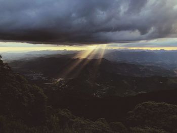 Aerial view of storm clouds over landscape