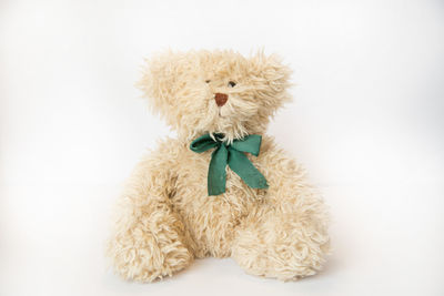 Close-up of stuffed toy against white background