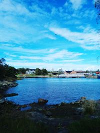 Scenic view of lake against sky