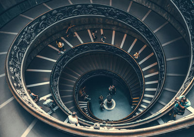 High angle view of spiral staircase in museum