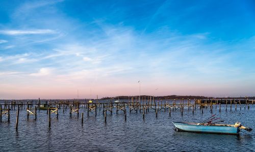 Scenic view of sea against sky at sunset