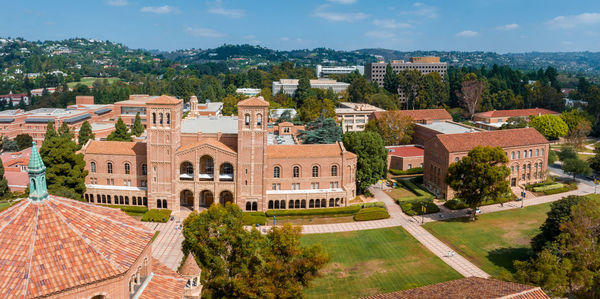 Aerial view of the royce hall at the university of california, los angeles