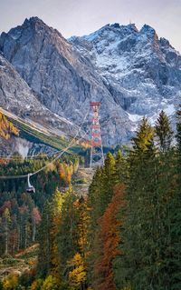 On the way to the mountain peak zugspitze with the cable car.