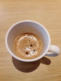 High angle view of coffee on table