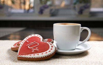 Close-up of coffee on table