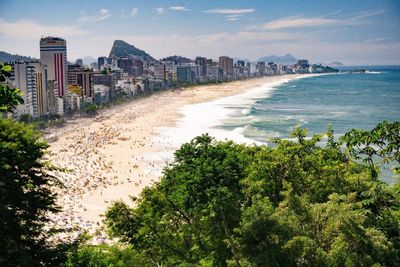 High angle view of beach against buildings