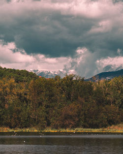 Scenic view of lake against sky