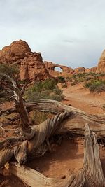 Rock formation on land against sky
