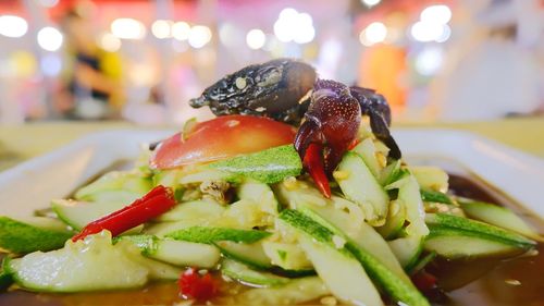 Close-up of salad served in plate, thai salad