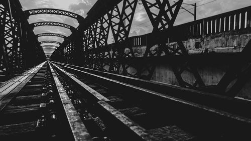 Railroad tracks in bridge