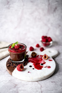 Close-up of strawberries on table