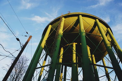 Low angle view of yellow structure against sky