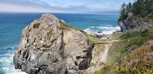 Scenic view of sea shore against sky