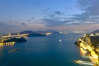 View of illuminated city at night