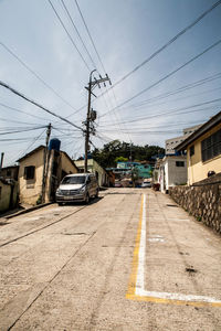 Road passing through city