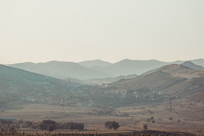 Scenic view of mountains against clear sky