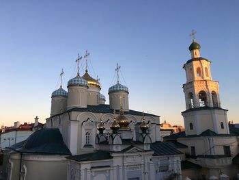 Low angle view of building against blue sky